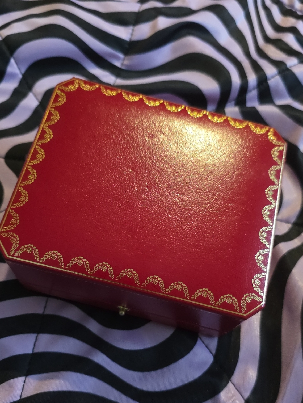 Cartier Red Jewelry Box with Gold Lettering